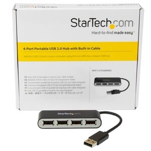 STARTECH 4-Port Portable USB 2.0 Hub with Built-in Cable